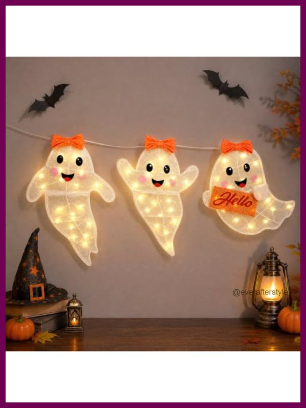 3-Piece Halloween Ghost Lights Glitter Fabric 60 LED 8 Modes